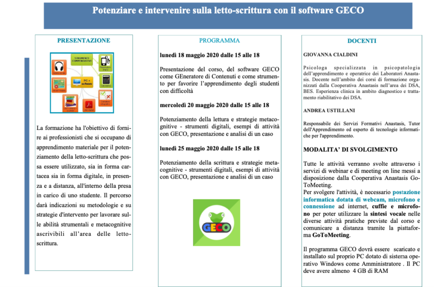 Potenziare E Intervenire Sulla Letto Scrittura Con Il Software Geco